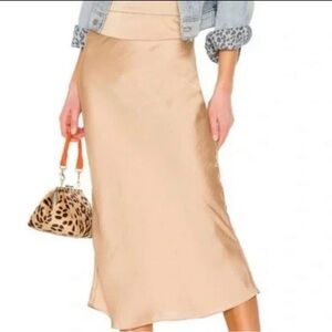 Free People praline Satin Midi Skirt size 0 new with tags
